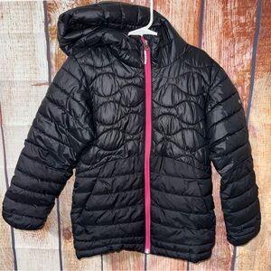 Columbia Black Puffer Jacket with Pink Zipper
